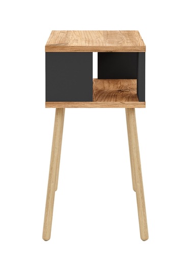 İntergo Ahşap Ayaklı Dekoratif Raflı Komodin Atlantik Çam- Antrasit