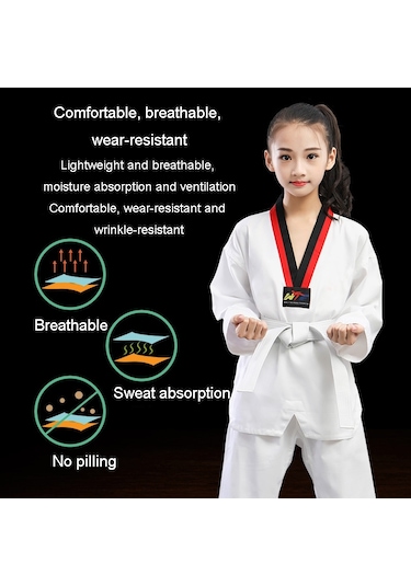 Sones Taekwondo Giyim Çocuk Yetişkin Pamuklu Erkek Ve Kadın Taekwondo Eğitim Üniformaları Alfabe Yaka Kısa Kollu Çok Renkli