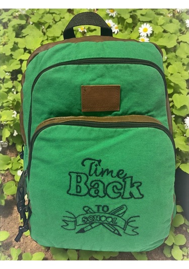 Kaliteli Siyah Vintage Salaş Baskılı Disayn Günlük Gezi Okul Sırt Çantası Revilla Bag 28x38cm Yeşil