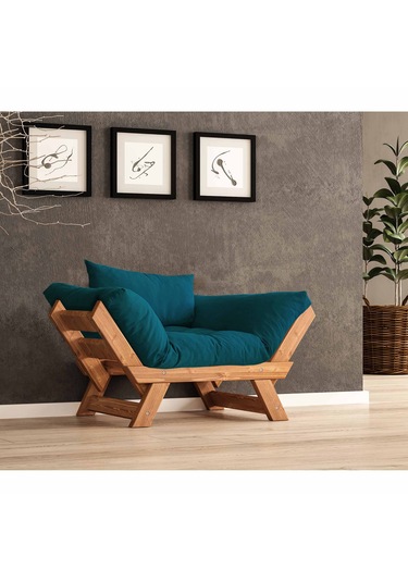 Woodesk Adalar Masif Tik-petrol Renk Berjer Cpt8158-140 Petrol