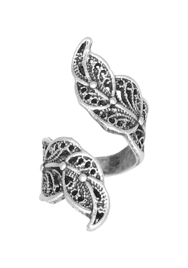 Kadın Antik Gümüş Kaplama Yaprak Yüzük N11.15623 Çok Renkli