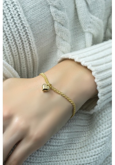 Kalpli Bismark Bileklik 14 Ayar Altın - Yeşil