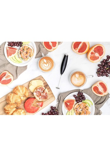 Kangvka Stantlı Elden Süt Köpürtücü - Modern Minimalist Kupa Filtreli Kahve Çay Aleti Beyaz/siyah Siyah