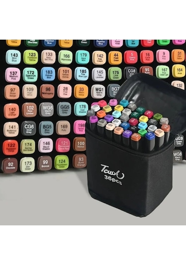 36 Lı Profesyonel Marker Boya Kalem Seti Çantalı