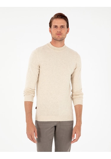 Pierre Cardin Erkek Krem Melanj Kazak /triko 50296564-vr159 Krem Melanj