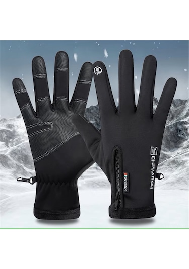 Tenfowee Kışlık Isıtmalı, Su Geçirmez Motosiklet/bisiklet Eldiveni Q808 - Dokunmatik Ekran Uyumlu, Gri Xl