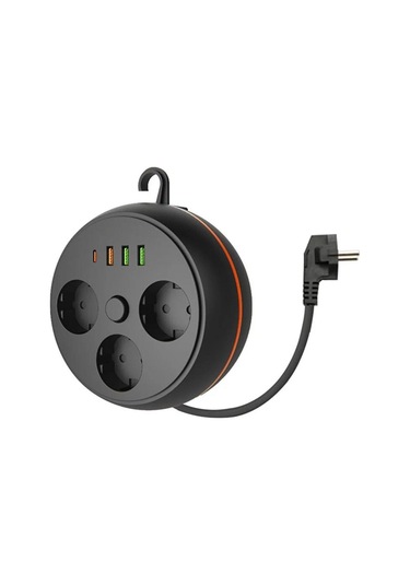 Buffer 3 Adet Soket,3 Adet Usb Ve 1 Adet Type-c Girişli Termal Akım Korumalı Makaralı Priz 3395 Diğer