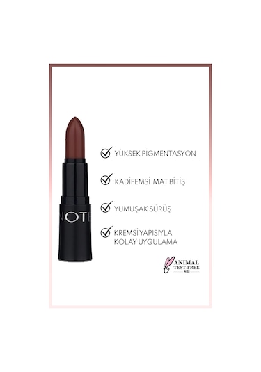 Note Cosmetique Mattemoist Lipstick Mat Bitişli Ruj 315 Hot Brown - Koyu Kahverengi