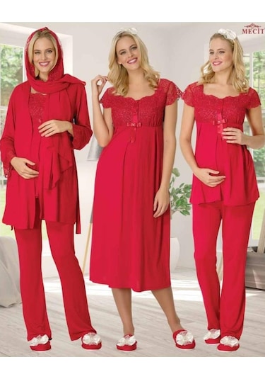 Mecit Pijama Mecit 1623 Hamile Lohusa Pijama Gecelik 7 Li Set
