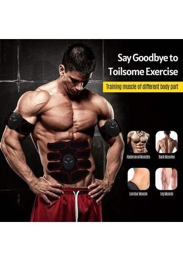 Lemestar Otomatik Kas Geliştirici - 6 Mod Ve 9 Seviye Şiddet Ayarı - Karın & Kol Bandları Seti - Pil İle Çalışır Pil Yok - Kolay Kullanım Siyah