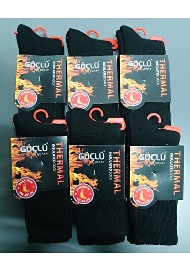 6 Adet Termal Çorap Kışlık Havlu Siyah