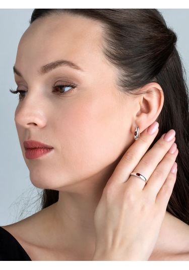 Uvelirnye Tradicii 925 Ayar Gümüşten Doğal Grenat Taşlı Yüzük 337433133 Gümüş