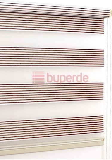 Buperde Kahverengi Beyaz Renkli Pilise Pliseli Zebra Stor Perde