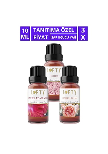 Lofty Pudra Amber Bahçe Gülü Uçucu Yağ Buhurdanlık Esansı Oda Kokusu 10 ML