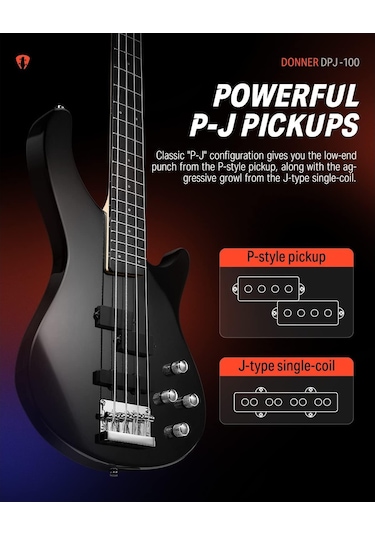 Donner Dpj-100 Pj-style Bas Gitar Siyah