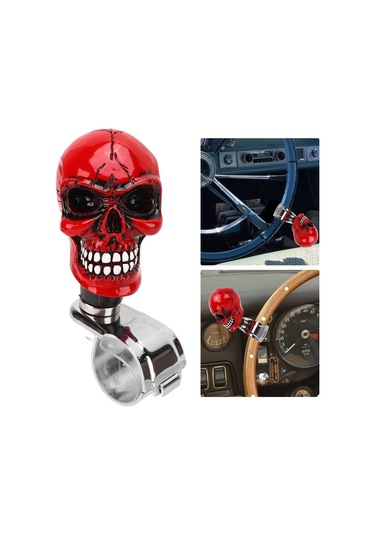 Lemestar Kafa Kelle Desenli Geri Vites Kontrol Kolu, Otomobil Kamyon Traktör Bot Uyumlu, Sürüşü Kolaylaştırıcı, Kaymazsız El Tutucu, Kırılmaz Metal Reçine, Kırmızı Kırmızı