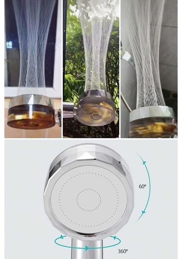 Yayke 360 Derece Dönebilen Turbo Pervaneli Tazyikli Duş Başlığı Diğer