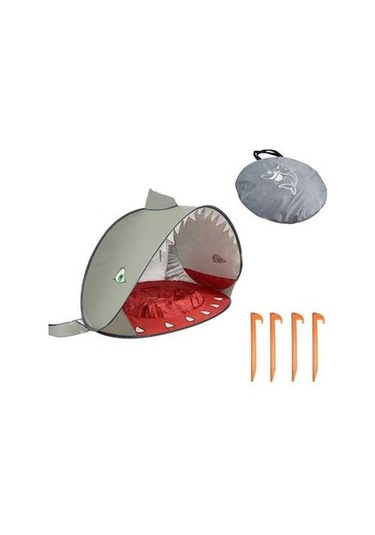 Prestigegoods Moda Havuzlu Bebek Plaj Çadırı Taşınabilir Katlanabilir Güneşlik Köpekbalığı Grisi Gri 120x80x70 Cm Gri