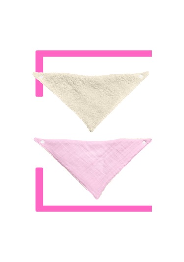 Bebek Ağız Bezi Salya Önlüğü Fular Çok Amaç 2'li P-bej Pembe - Krem