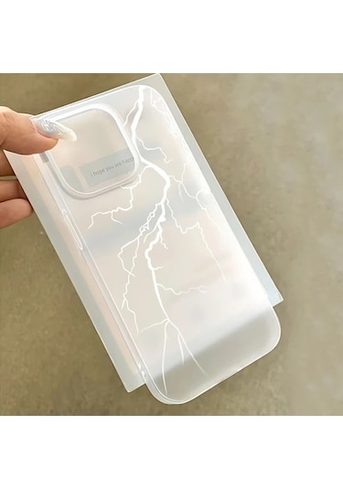 Fochsia iPhone Uyumlu 11 Pro Max Mat Yarı Saydam Yıldırım Desenli Silikon Kılıf