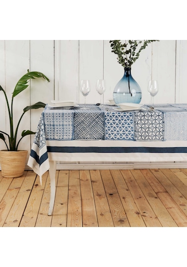 Karaca Home Castore Mavi Baskılı Masa Örtüsü 150x240 cm