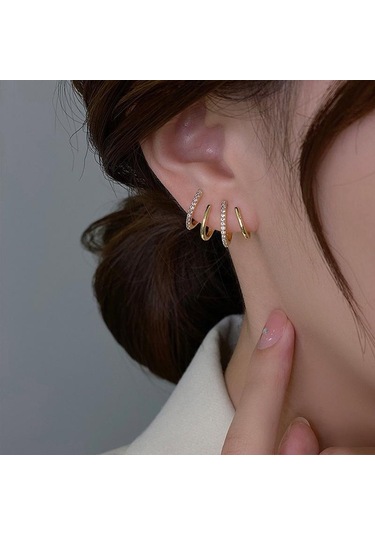 Altın Moda Zarif Rhinestone Dekor Kulak Manşet Küpe Kadın İçin 2023 Yeni Varış Noel Hediyesi Damızlık Küpe Altın