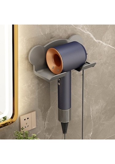 Saç Kurutma Makinesi Duvara Monte Tutucu Banyo Rafı Depolama Rafı İçin, Stil: Basit Gri