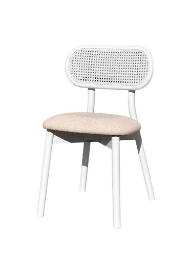 Orpheus Bambu Hasırlı Ahşap Sandalye Beyaz - Krem