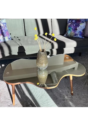 Fawdecor Aynalı Masif Ahşap Orta Sehpa - 100 X 64 Cm Ceviz