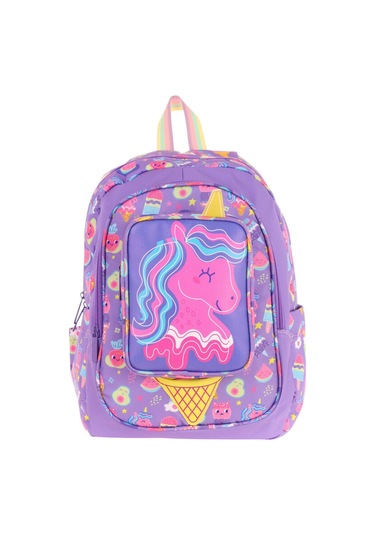 Kaukko Kids Üç Gözlü Kız Çocuk Okul Sırt Çantası Unicorn Detaylı - L5224 Mor - Sarı