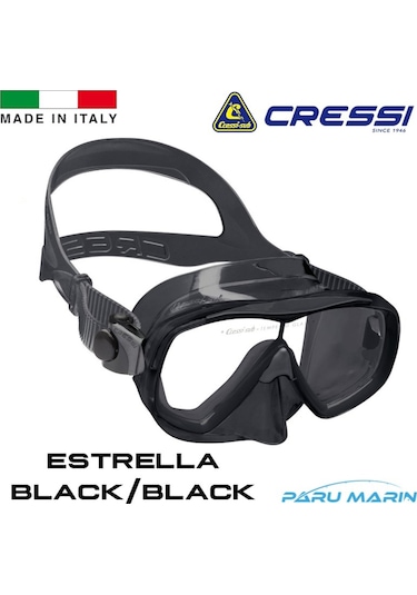 Parumarin Cressi Estrella Tek Parça Cam Dalış Maskesi Siyah