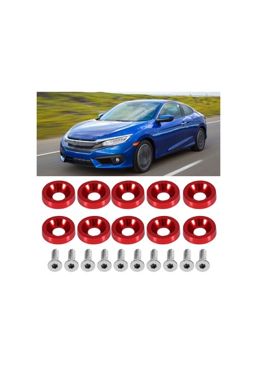 Reedark Araba Dekorasyon Somun Ve Yonga Seti Mavi - 6mm Paslanmaz Çelik + Alüminyum, Ön-arka Tampon, Plaka Tutucu İçin 10 Adet Somun + 10 Adet Yonga