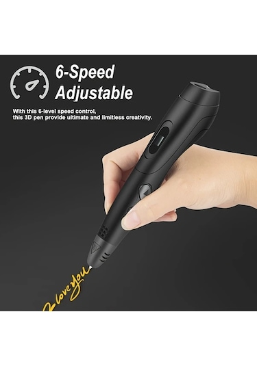Xuweiwei Setookj Siyah 3d Baskı Kalemi 6 Hız Ayarlı 12 Renkli Pla Filament Dıy El Sanatları İçin