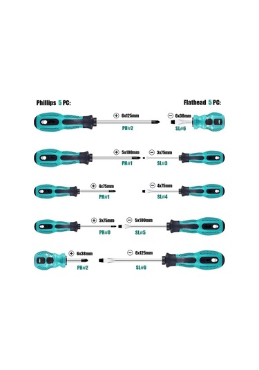 Leasetake 10 Parçalı Tornavida Seti Donanım Araçları Kombinasyon Seti Elektrik Bakım Araçları