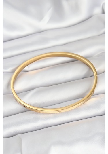 Zarif Kadın İçin Golden Çelik 65mm İnce Kelepçe Bileklik Gri