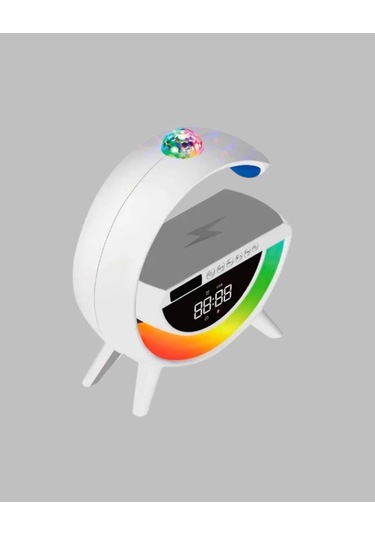 Aux Tf Kart Fm Destekli Dijital Saatli Kablosuz Şarjlı Hoparlör