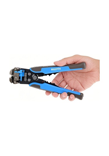 Hangfox Meterk Jx-1301 Mavi Çok Fonksiyonlu Tel Soyucu: Otomatik Soyma, Kesme Ve Presleme - Çelik Ağızlı 10-24 Awg