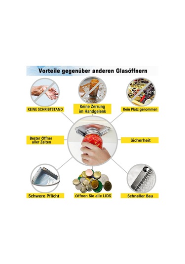 Qingmipy Paslanmaz Çelik Alttan Kurulu Kavanoz Açıcı - Şase Ve Kapak Açma Aracı Gümüş