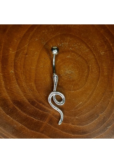 Aya Tasarım Gümüş Renk Yılan Figürlü Göbek Piercing