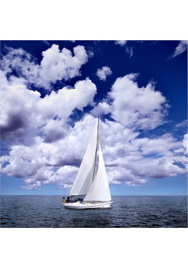 Deniz Ve Yelkenliler Doğal Taş Bardak Altlığı 4'lü Set - Natural Stone Coasters-174144 Çok Renkli