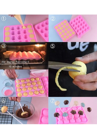 Pasta Ve Yuvarlak Lolipop Kalıpları İçin 20 Delikli Silikon Kalıplar Diğer