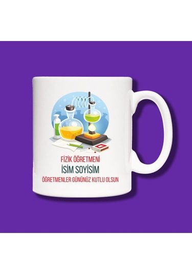 Öğretmenler Günü Kişiye Özel Fizik Öğretmeni Tasarımlı Hediye Kupa Bardak Beyaz