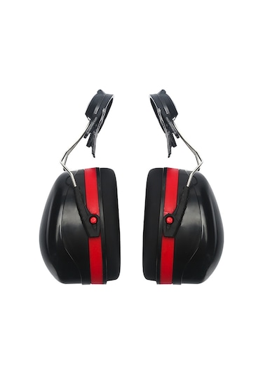 İşçi Koruması İçin Kask Tarzı Kulaklıklara Sahip Endüstriyel Gürültü Önleyici - Kırmızı