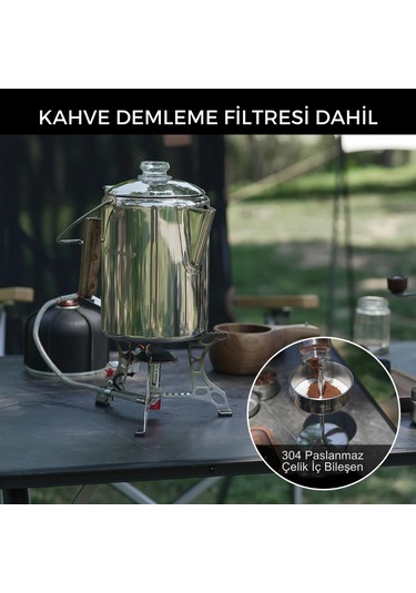 Kingcamp Percolator Coffee Pot Çelik Kahve Demleme Seti Gümüş