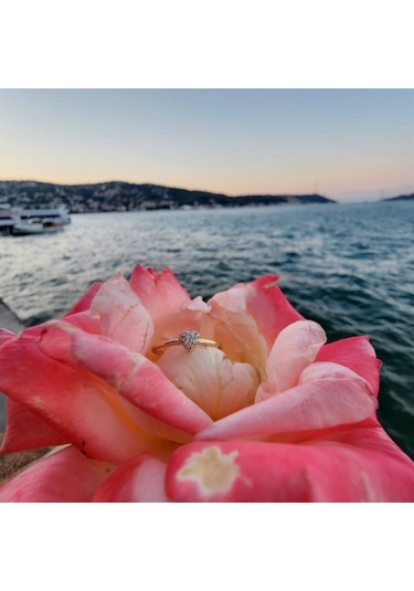 Love Kalp Tektaş Minimal Estetik 14 Ayar Altın Yüzük-Hediye Tekta 552950145