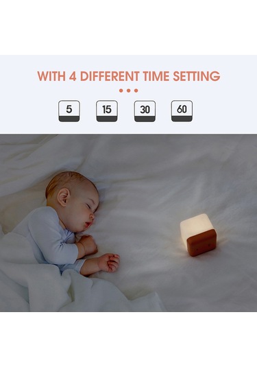 Ruicoo Şarj Edilebilir Küp Gece Lambası - 2 Işık Parlaklığı, 5/15/30/60 Dakika Zamanlayıcı, Bebek Odası Ve Yatak İçin Diğer