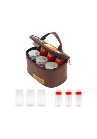 Ccgloball Baharat, Sıvı Sos Şişesi Kamp Barbekü Pikniği Için Çanta - Kırmızı Kahverengi