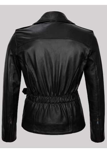 Hakiki Kuzu Derisi Siyah Erkek Deri Mont Beli Kemerli Yandan Fermuarlı Deri Ceket Siyah