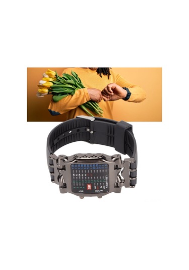 Xindoker Erkeklere Özel Yengeç Desenli Dijital Led Saat - İkili Zaman Gösterimi, Su Geçirmez, Dahili Pil Siyah Kasa-siyah Kayış Turuncu