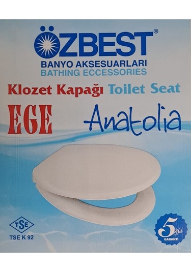 Özbest Ege Anatolia Akdeniz 36 X 43 Cm Normal Kapanan Plastik Klozet Kapağı Beyaz